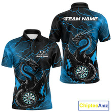 Load image into Gallery viewer, Custom Blue Thunder Lightning Dragon Dart Polo Shirts For Men, Dragon Dart Team Jerseys IPHW9941