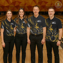 Load image into Gallery viewer, Custom Black And Yellow Fire Flame Bowling Men Jerseys, Bowling League Polo Shirt IPHW10310