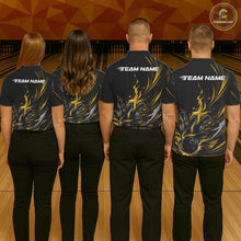 Load image into Gallery viewer, Custom Black And Yellow Fire Flame Bowling Men Jerseys, Bowling League Polo Shirt IPHW10310