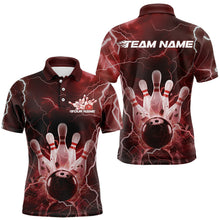 Load image into Gallery viewer, Custom Black And Red Thunder Lightning Bowling Polo Team Shirts For Men, Bowling Jerseys IPHW8514