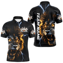 Load image into Gallery viewer, Custom Blue Thunder Lightning Lion Bowling Team Men Polo Shirts, Lion Bowling League Shirt IPHW8986