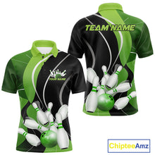 Load image into Gallery viewer, Custom Black And Green Bowling Jerseys, Men Bowling Polo Shirt Team Uniform IPHW9225