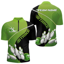 Load image into Gallery viewer, Custom Black And Green Strike Bowling Quarter-Zip Shirts For Men, Bowler Outfit Team Jerseys IPHW9228