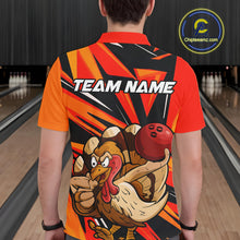 Load image into Gallery viewer, Custom Funny Turkey Bowling Shirts For Men, Orange Thanksgiving Bowling Shirt Team Uniform IPHW7587