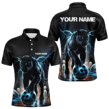 Load image into Gallery viewer, Blue Thunder Lightning Custom Panther Bowling Polo Shirts For Men, Panther Bowling Jerseys IPHW8271