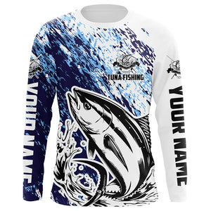 Tuna Fishing Custom Long Sleeve Performance Fishing Shirts, Tuna Saltwater Fishing Jerseys IPHW5813
