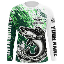 Load image into Gallery viewer, Custom Walleye Long Sleeve Fishing Shirts For Men And Women, Walleye Fishing Jerseys | Green IPHW5814