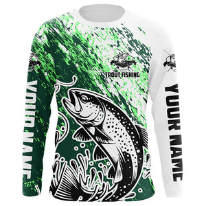 Custom Trout Fishing Jerseys, Trout Tournament Long Sleeve Fishing Shirts For Men And Women | Green IPHW5816