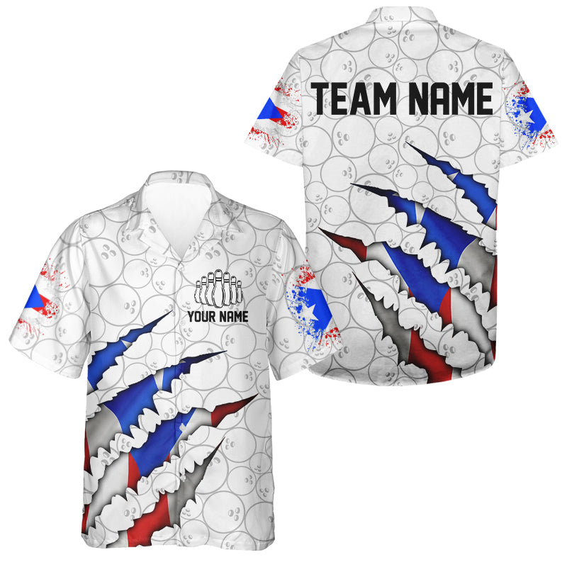 Personalized Puerto Rico Flag Bowling Hawaiian Shirts For Men And Women, Puerto Rico Bowling Jerseys IPHW8725