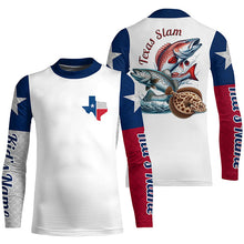 Load image into Gallery viewer, Custom Texas Flag Fishing Shirts, Texas Slam Redfish, Trout, Fllounder Long Sleeve Shirts IPHW6228