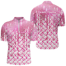 Load image into Gallery viewer, 3D Pink Glitter Pink Ribbon Pattern Custom Breast Cancer Polo Shirts For Men And Women IPHW7050