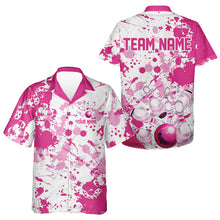 Load image into Gallery viewer, Custom Pink Bowling Hawaiian Shirts For Men, Splatter Bowling Team Jerseys With Name IPHW7052