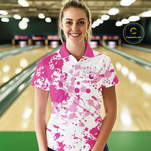 Load image into Gallery viewer, Custom Pink Bowling Polo Shirts For Women, Bowling Team Shirts Bowling Jerseys With Name IPHW7052