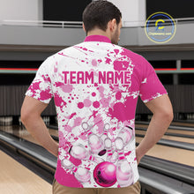 Load image into Gallery viewer, Custom Pink Bowling Polo Shirts For Men, Bowling Team Shirts Bowling Jerseys With Name IPHW7052