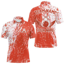 Load image into Gallery viewer, Personalized White And Orange Bowling Team Polo Shirts For Men, Bowling Tournament Outfits IPHW8745