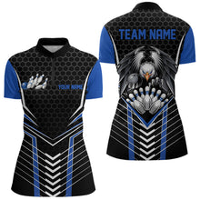 Load image into Gallery viewer, Custom Black And Blue Eagle Bowling Jerseys, Bowling Team Women Quarter-Zip Shirts IPHW8750