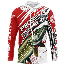 Load image into Gallery viewer, Northern Pike Fishing Custom Long Sleeve Tournament Shirts, Pike Fishing Jerseys | Red IPHW6242