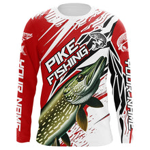 Load image into Gallery viewer, Northern Pike Fishing Custom Long Sleeve Tournament Shirts, Pike Fishing Jerseys | Red IPHW6242