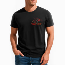 Load image into Gallery viewer, Custom Black And Red Flame Strike Bowling T-Shirts For Men, Fire Bowling Shirt IPHW9054