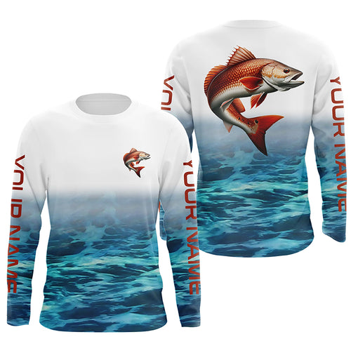 Personalized Redfish Fishing Jerseys, Redfish Puppy Drum Saltwater Tournament Fishing Shirts IPHW5700
