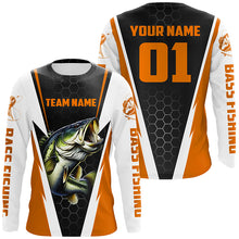 Load image into Gallery viewer, Personalized Bass Fishing Sport Jerseys, Bass Fishing Long Sleeve Tournament Shirts | Orange IPHW4382
