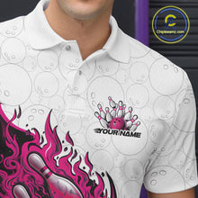 Load image into Gallery viewer, Cusom Pink Flame Bowling Men Polo Team Shirt, Fire Bowling Tournament Jersey IPHW11130