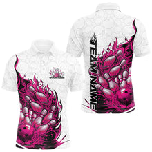 Load image into Gallery viewer, Cusom Pink Flame Bowling Men Polo Team Shirt, Fire Bowling Tournament Jersey IPHW11130