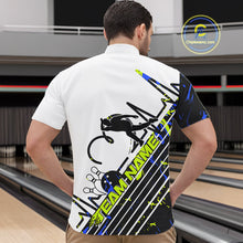 Load image into Gallery viewer, Custom Blue And Green Camo Strike Bowling Quarter-Zip Shirt For Men, Bowling Heartbeat Pulse Line IPHW9249