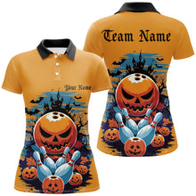 Load image into Gallery viewer, Custom Halloween Ladies Bowling Shirts, Pumpkin Bowling Ball Bowling Team Halloween Outfit IPHW7630