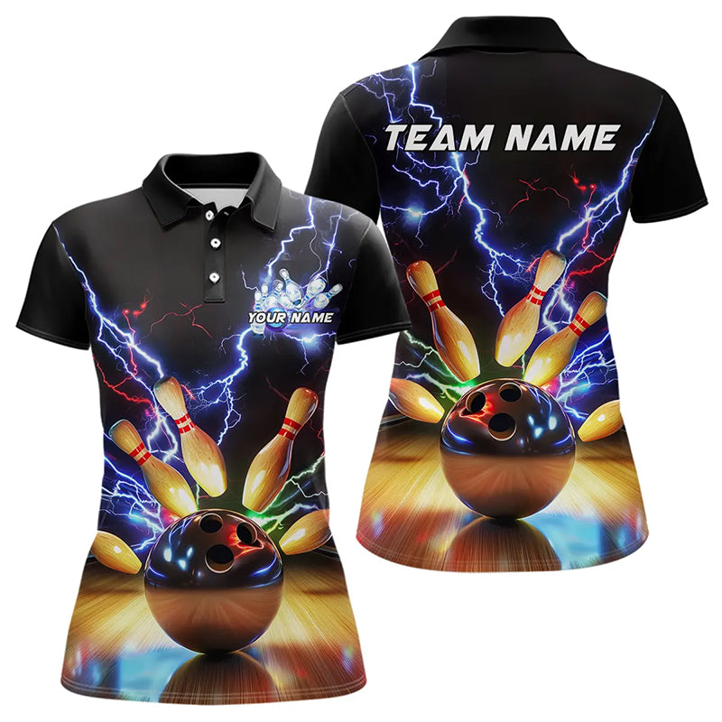 Custom Thunder Lightning Bowling Polo Team Shirts For Women, Colorful Bowling Jerseys IPHW8052