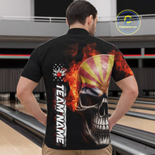 Load image into Gallery viewer, Custom Flame Skull American Arizona Flag Men Bowling Team Shirt, Patriotic Bowling Jersey IPHW10638