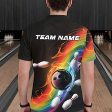 Load image into Gallery viewer, Custom Colorful Rainbow Flame Bowling Team Polo Shirts For Men, Bowling Tournament Outfits IPHW8783