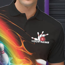 Load image into Gallery viewer, Custom Colorful Rainbow Flame Bowling Team Polo Shirts For Men, Bowling Tournament Outfits IPHW8783