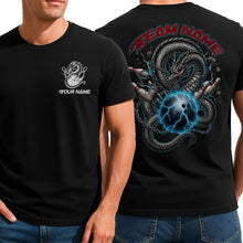Load image into Gallery viewer, Custom Blue And Red Lightning Dragon Bowling T-Shirts For Men, Bold Team Outfit IPHW9060