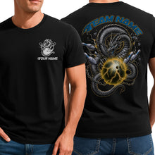 Load image into Gallery viewer, Custom Blue And Yellow Lightning Dragon Bowling T-Shirts For Men, Bold Team Outfit IPHW9061