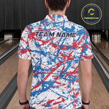 Load image into Gallery viewer, Custom Red, White And Blue Splatter Patriotic Bowling Polo Team Shirts For Men IPHW9263