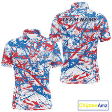 Load image into Gallery viewer, Custom Red, White And Blue Splatter Patriotic Bowling Polo Team Shirts For Men IPHW9263