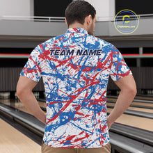 Load image into Gallery viewer, Custom Red, White And Blue Splatter Patriotic Bowling Quarter-Zip Team Shirts For Men IPHW9263