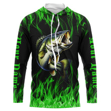 Load image into Gallery viewer, Custom Bass Fishing jerseys, Bass Long sleeve Fishing Shirts personalized Fishing gifts | green IPHW3536