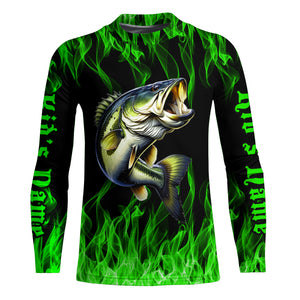 Custom Bass Fishing jerseys, Bass Long sleeve Fishing Shirts personalized Fishing gifts | green IPHW3536