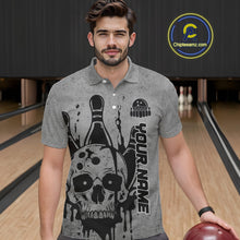 Load image into Gallery viewer, Custom American Flag Skull Bowling Shirts For Men, Patriotic Team Bowling Jerseys IPHW5846