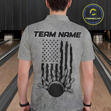 Load image into Gallery viewer, Custom American Flag Skull Bowling Shirts For Men, Patriotic Team Bowling Jerseys IPHW5846