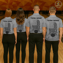 Load image into Gallery viewer, Custom American Flag Skull Bowling Shirts For Men, Patriotic Team Bowling Jerseys IPHW5846