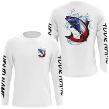 Load image into Gallery viewer, Personalized American Flag Chinook Salmon Fishing Shirts, Patriotic Salmon Long Sleeve Fishing Shirt IPHW6273