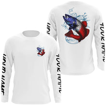 Load image into Gallery viewer, Personalized American Flag Speckled Trout Fishing Shirts, Patriotic Trout Long Sleeve Fishing Shirts IPHW6276