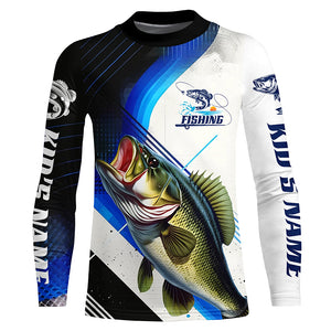 Custom Largemouth Bass Fishing Jerseys, Bass Long Sleeve Tournament Fishing Shirts | Blue IPHW6283