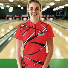 Load image into Gallery viewer, Custom Red Bowling Jerseys, Bowling Team Tournament Quarter-Zip Shirts For Women IPHW11410