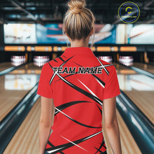 Load image into Gallery viewer, Custom Red Bowling Jerseys, Bowling Team Tournament Quarter-Zip Shirts For Women IPHW11410