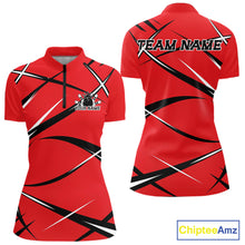 Load image into Gallery viewer, Custom Red Bowling Jerseys, Bowling Team Tournament Quarter-Zip Shirts For Women IPHW11410