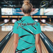 Load image into Gallery viewer, Custom Turquoise Blue Bowling Jerseys, Bowling Team TournamentWomen Quarter-Zip Shirt IPHW11411